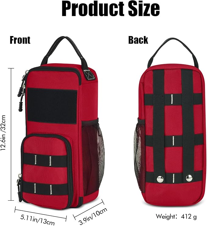LAKE OF FIRE 12.6 Small Tool Bag Pouch for Men with Multiple Pockets Waterproof Heavy Duty Tool Bag Organizer with Zipper and Portable Handle (Red)