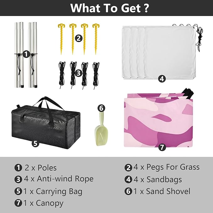Lavender Purple Stable Beach Tent UPF50+ Easy Setup Sun Shelter with Carrying Bag for Backyard and Camping