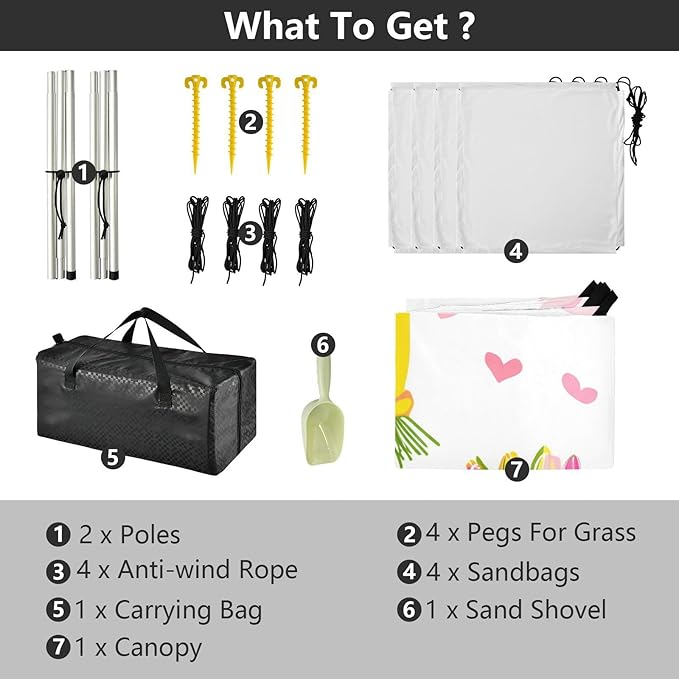 Beach Canopy with Windproof Ropes &amp Sandbags Beach Tent Sun Shade Sun Shelter for Camping Trips Fishing Backyard Fun or Picnics Bouquet