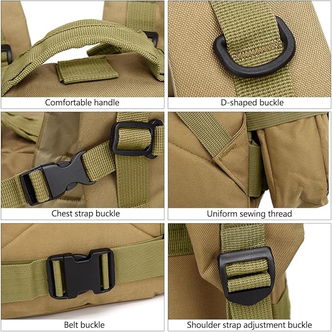 Tactical Backpack Military Army Rucksack 60L Large Assault Pack Camping Detachable Molle Bag (CP)