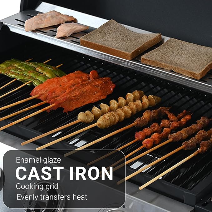 Endark 4-burner | 34000 BTU all-purpose cast iron bbq grill | Perfect for outdoor cooking garden poolside tailgating and hiking | great for roasting searing kebabs