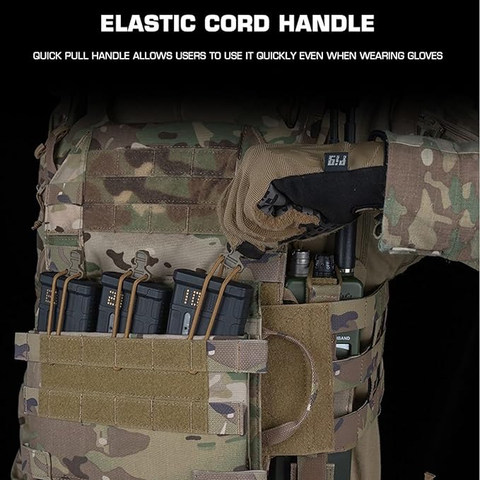 Tactical MOLLE Chest Rig with Triple M4 Mag Pouch Bungee Retention Camo Plate Carrier Accessories for Tactical Gear