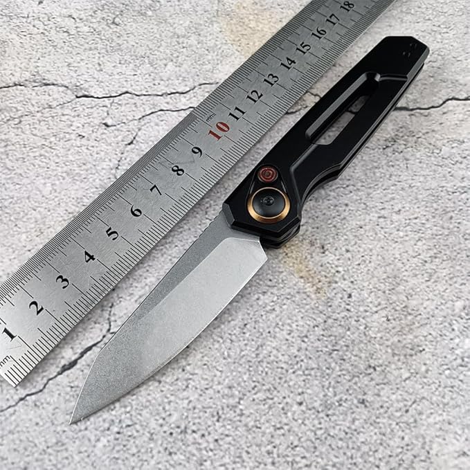 Multifunctional Knife EDC Folding Pocket Knives For Men 2.75in Stonewashed Reverse Tanto Blade Black Aluminum Handles With Pocket Clip for Outdoor Camping