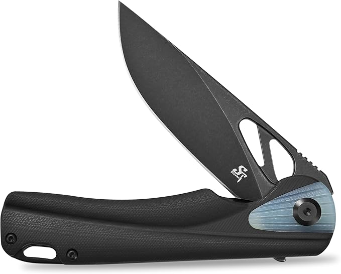 Sitivien ST165 Folding KnifeK110 Steel Blade with G10 Handle EDC Tool Knife Pocket Knife for Outdoor CampingHikingFishing(Black)