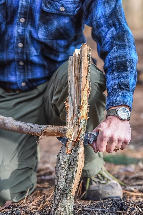 Holtzman's Gorilla Survival Bloodline Fixed Blade Knife with Sheath - Full Tang 1095 High Carbon Steel - Outdoor Bushcraft &amp Hunting Knife for Survival Gear