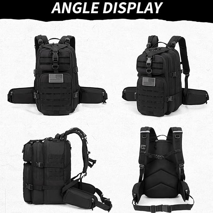 Camo hunting backpacksmall tactical backpack military backpack for men camping backpack 3-day bag(Black)