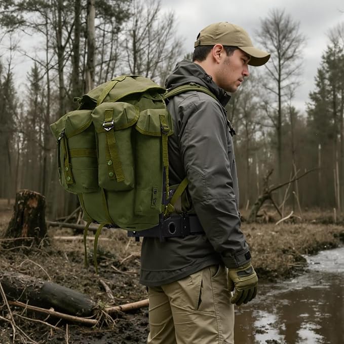 50L Military Alice Pack Army Survival Combat ALICE Rucksack Backpack for Men &amp Women for Camping Hiking Emergency Army Green