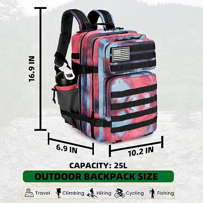 Lovelinks21 25L Tactical Backpack Military Tactical Backpack for Men and Women Small Assault Pack Outdoor Travel Hiking Camping Rucksack with Molle Webbing (Nebula Camo)