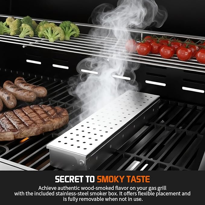Propane Gas Grill 5+1 Stainless Steel Barbecue Grill with Infrared Side Burner for Outdoor Cooking