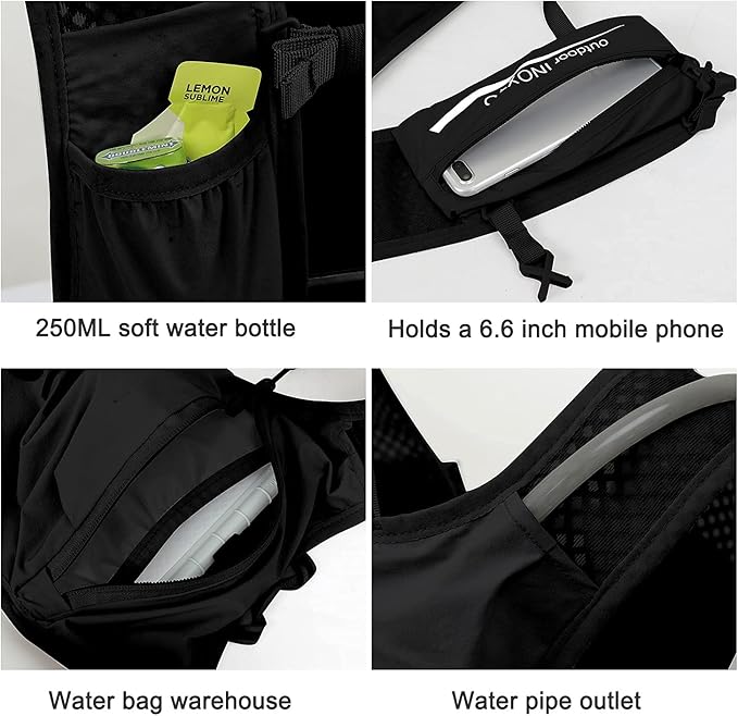 INOXTO Running Hydration Vest BackpackLightweight Insulated Pack with 1.5L Water Bladder Bag Daypack for Hiking Trail Running Cycling Race Marathon for Women Men