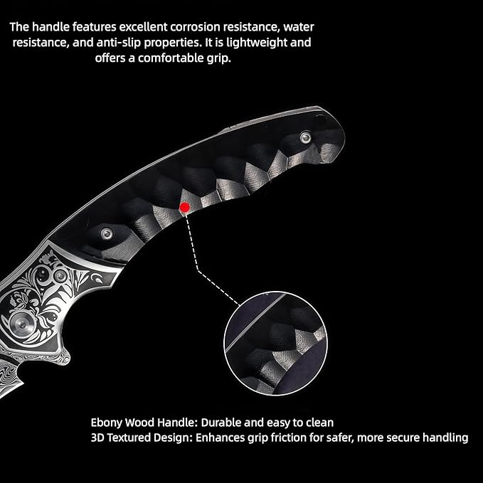 Damascus Steel Folding Knife Personalized Engraving Outdoor Gear Damascus Hunting Knife with Leather Sheath HRC 60 Knives Men Gifts Gifts for Hunters Men who have Everything