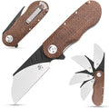 Sitivien ST138 Folding KnifeSandvik 14C28N Stainless SteelMicarta Handle EDC Knife for Outdoor CampingHikingFishing(Brown)