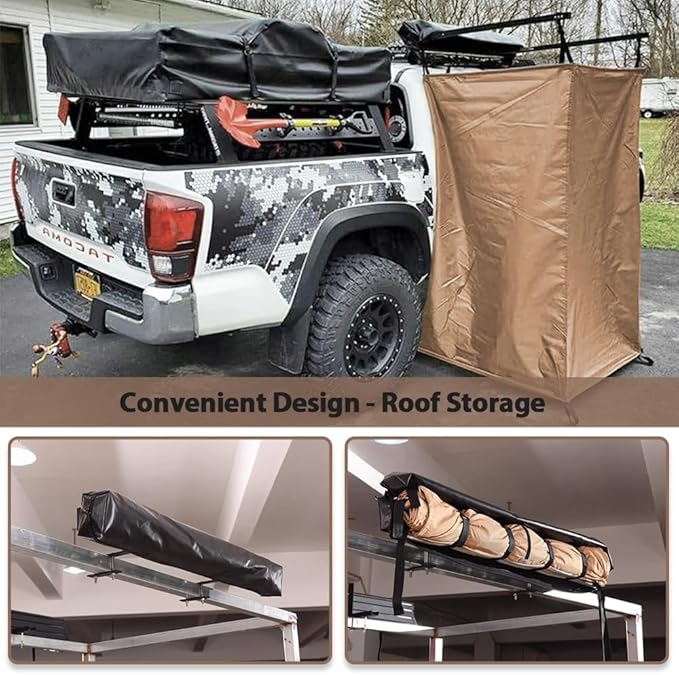 Car Side Shower Room - Camping Privacy Tent with LED Light for SUV Off Road Truck Bathroom Shower Shelters Accessories Portable
