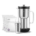Aarke Purifier Regular Glass Pitcher Bundle w/Steel Filter BPA-Free 3 Enriched + 1 Pure Granules 2.4L Pitcher with 1.18L Filtration Capacity
