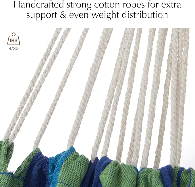 PNAEUT Double Hammocks for Outside Replacement Outdoor Tree Hammock for Indoor Patio Porch Garden (Blue Medium)