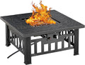 VECELO Propane Fire Pit 30 Inch Outdoor Gas Fire Table 50000 BTU Square Firepit with Lid and Lava Rock Adjustable Flame Steel Fire Table for Outdoor Patio Backyard Party Black