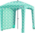 Qipi Updated Beach Cabana - Easy to Set Up Canopy Waterproof Portable 6' x Shelter Included Side Wall Shade with UPF 50+ UV Protection for Kids Family Green Pineapple Jungle