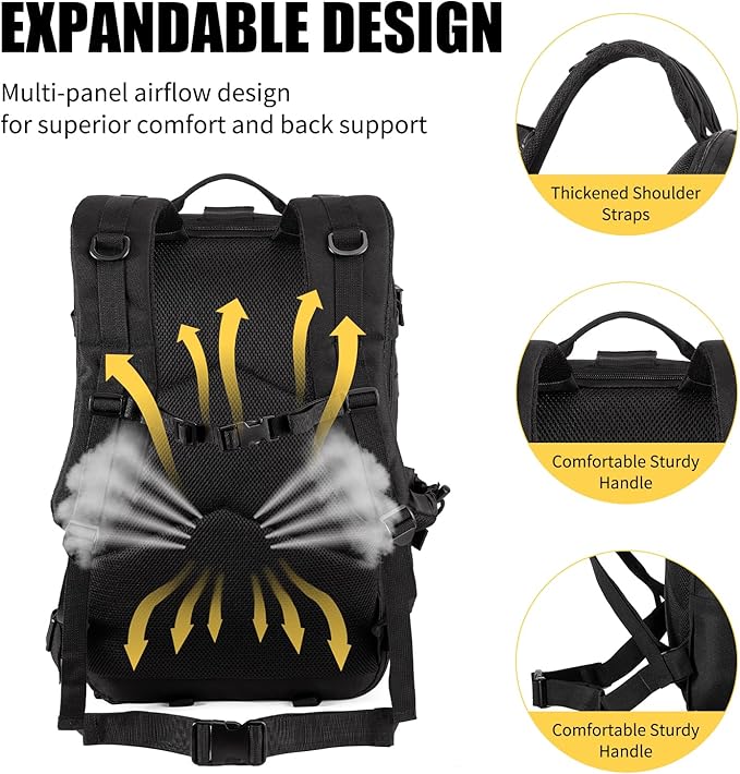 Tactical Backpack for Men 40/50L Expandable Military Backpack Waterproof MOLLE Hiking &amp Camping Rucksack Assault Pack &amp Bug Out Bag for Outdoor Work Backpack