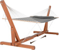 SUNCREAT Hammocks Double Hammock with Adjustable Wooden Stand Included Outdoor Hammocks for Outside 475 lbs Capacity Dark Gray