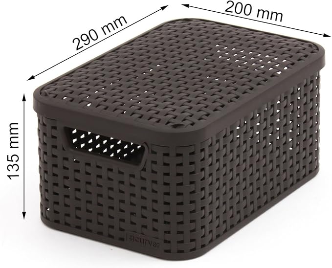 Curver Style 205839 Storage Box Rattan Look Size S with Second-Generation Lid Polypropylene