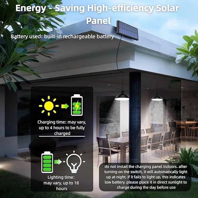 Solar Shed Lights 1-to-2 Solar Pendant Lights Outdoor Hanging Lights with Remote &amp Dusk to Dawn Waterproof for Shed Barn Gazebo Garage