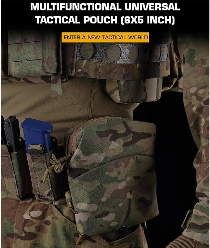 6x5 Inch Multifunctional Universal Tactical Pouch - MOLLE Belt Mount Mag Pouch General Purpose Pocket for Outdoor Hunting Airsoft Tactical Accessories(Wolf Grey)