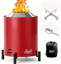BALI OUTDOORS 6.5 inch Tabletop Fire Pit Round Stainless Steel Table Top Firepit Small Outdoor Smokeless Firepit Portable Red