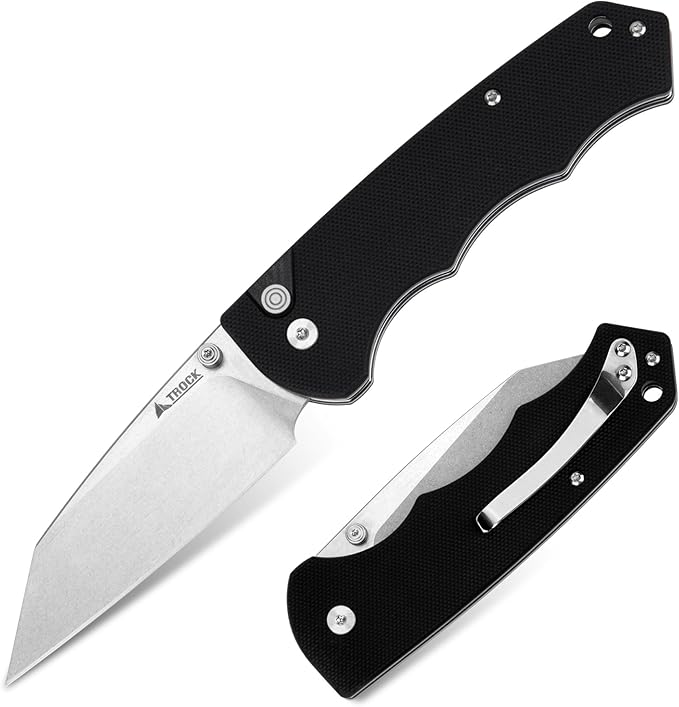 Pocket Folding Knife - 3.39 EDC Knife D2 Blade Stonewashed Finish - G10 Handle with Thumb Stud - Pocket Knife for Men Women - Camping Hiking Survival Preparation