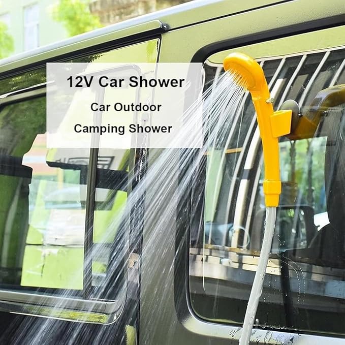 Car ShowerPortable Camping ShowerRegulatorThree-Layer Three-Dimensional Water OutletAbs+Rubber Material12v Camp Shower Headfor Pet BathCar Washing