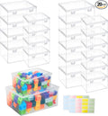 20 Pcs Plastic Playroom Storage Organizer Box Stackable Bins with LidsClear Storage Containers for Holds Small Toys Building Blocks Puzzles (7.09 x 5.2 x 3.43 Inch5.6 x 4.1 x 2.4 Inch)