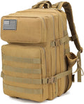 Military Tactical Backpack for Men and Women 45L Large Rucksack Army 3 Day Assault Pack Molle Backpacks (Tan)