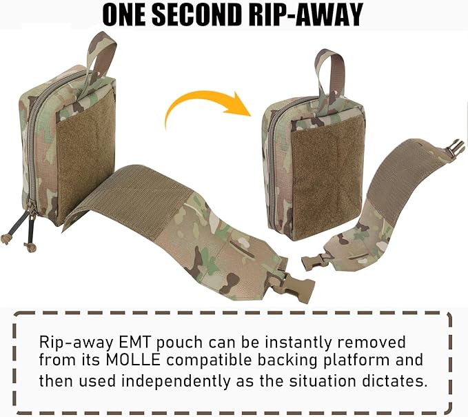 PETAC GEAR Tactical Rip Away Medical IFAK Pouch Tear Off First Aid EDC Pouches Molle &amp Belt Outdoor Emergency Survival Bag