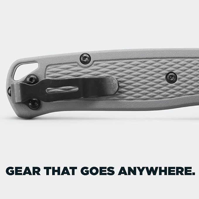 Benchmade - Bugout Outdoor EDC Folding Knife Slim Lightweight Plain Edge Drop-Point Blade CPM-S30V Stainless Steel (58-60HRC) Grivory Handle (535BK-08)