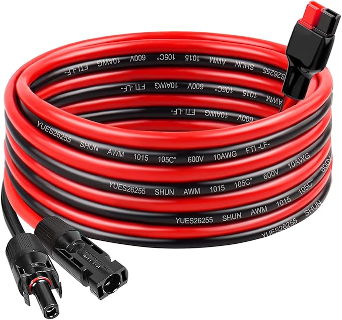 MOOKEERF 10AWG Solar Panel Cable to Anderson Connector - 15FT Solar Extension Cable with Anderson -Style Connector for Portable Power Station Solar Panel Solar Generator