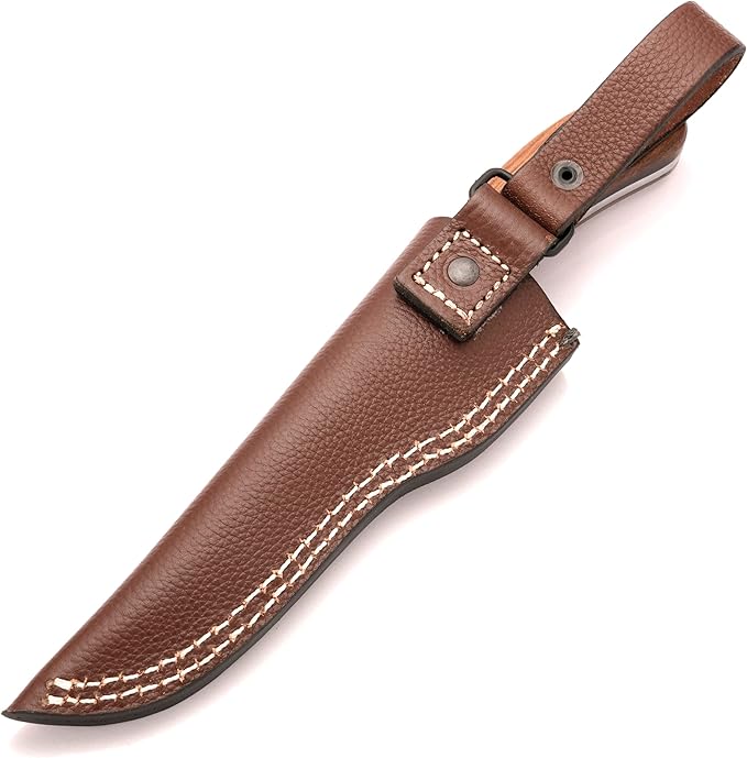 Bushcraft Knife - 9-Inch Scandi EDC Knife S30V Steel And Walnut Wood Handle Full Tang Fixed Blade with Premium Leather Sheath - For Camping Hunting Survival and Outdoor Use - Gifts For Men