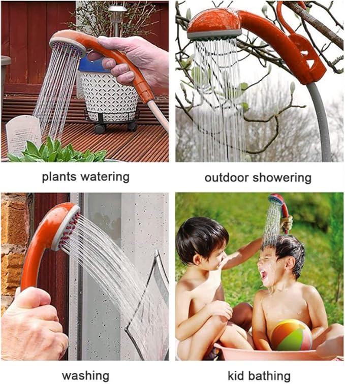 Portable Camping Shower 12V Outdoor Pump Shower Head Portable Handheld 3.5L/min Cigarette Lighter Adapter for Camping Hiking Car Washing