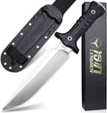 Dragon 12.8 Inch Sleipner Steel Full Tang Fixed BladeOutdoor Camping Tactics KnifeSatin PolishingG10 Handle with leggings Kydex Sheath (Black handle white blade)