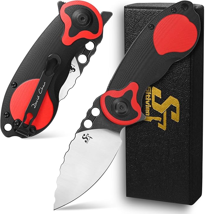 Sitivien ST161 Folding Pocket KnifeDC53 Steel Blade with G10 Handle Chinese Zodiac Series EDC Tool Knife for CampingHikingHuntingFishing(Red)