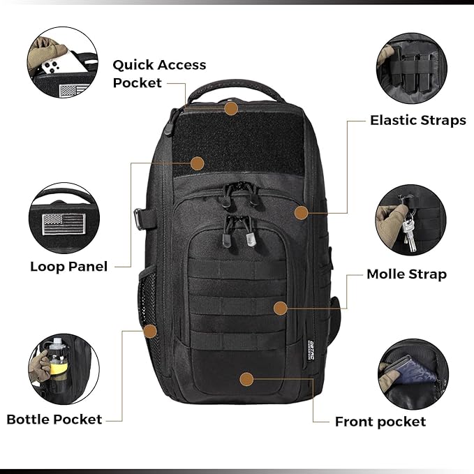 Tactical Range Bag Middle Size Large Shoulder Pack (Black)