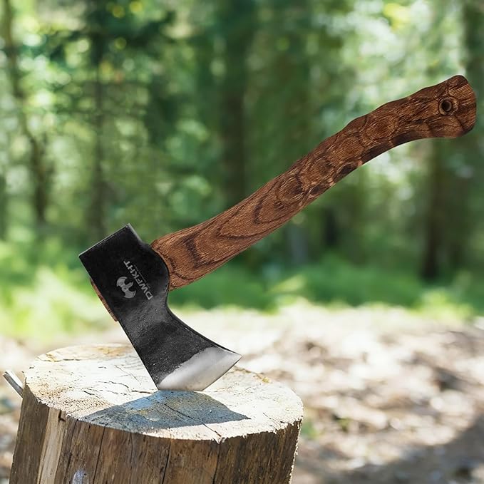 14.6 Hatchet Camping Axe with Sheath Bushcraft Hatchet with 1065 Carbon Steel and Beech Handle – Hand-Forged Axe for Outdoor Survival and Adventures