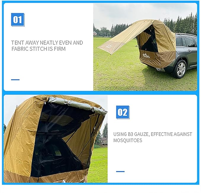 SUV Tent for Camping Portable SUV Awning Waterproof Tailgate Shade Awning for SUV Truck Hatchback Sun Shelter with Mosquito Net &amp Windproof Ropes for Outdoor Travel