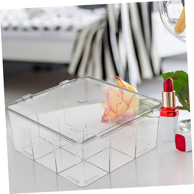 Cabilock 9grids Compartment Storage Box Plastic Display Case for Accessories Dustproof Jewelry Organizer