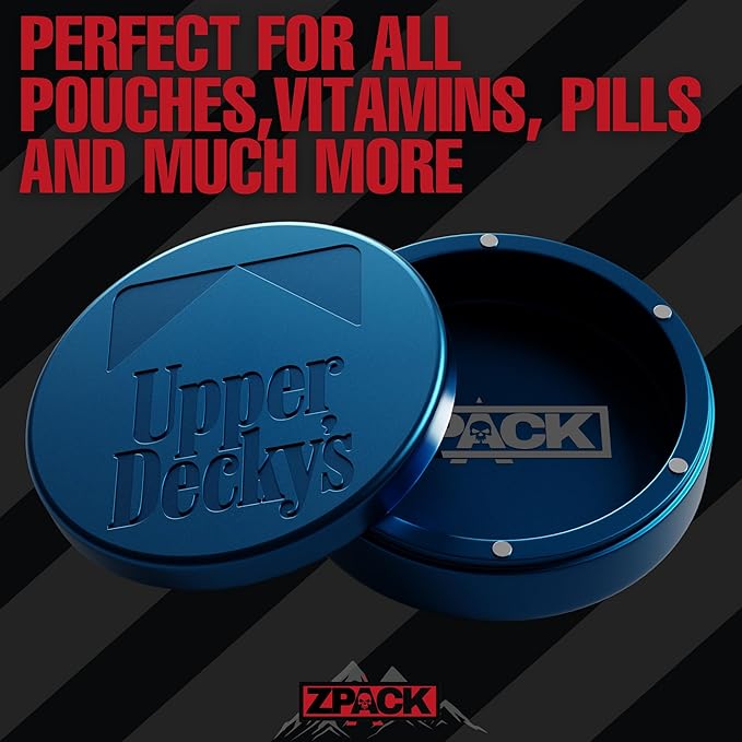 ZPACK Metal Pouch Can | Upper Deckys | Premium Aircraft-Grade Aluminum Container with Magnetic Closure | Slim EDC Pocket Tin | Carved Engraved Design | (Electric Blue)
