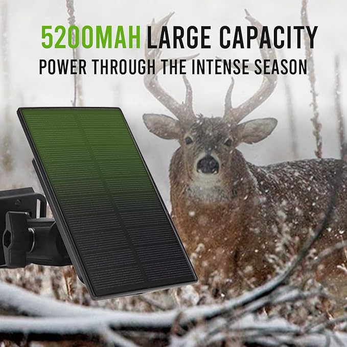 Trail Camera Solar Panel - Power Horse 6V/12V Solar Panel Kit with 5200mAh Battery for Hunting Camera 1.7/2.1mm DC Connectors Fits Most Solar Panel for Trail Cam