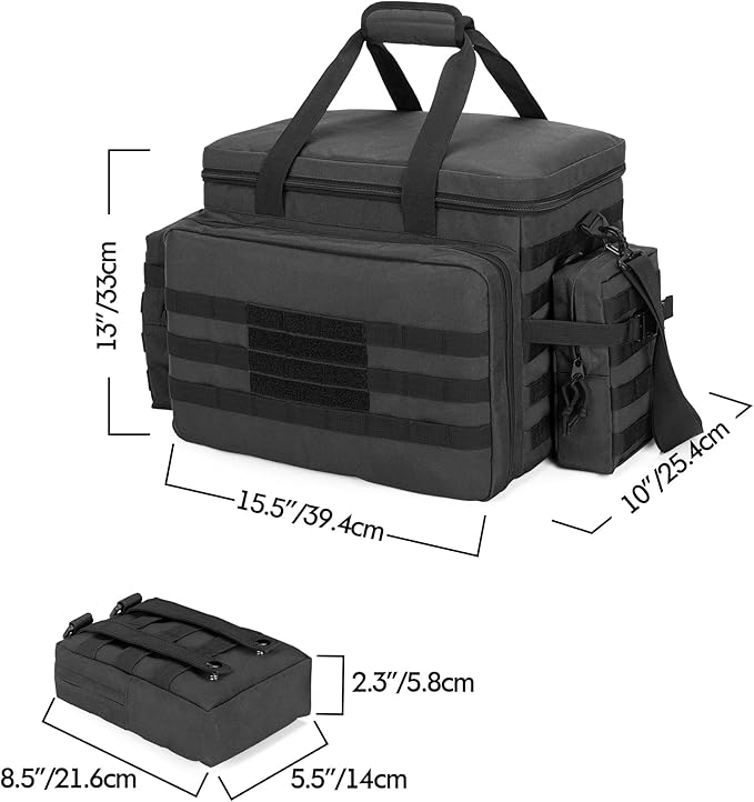 samdew Patrol Bag Law Enforcement Duty Bag for Police Equipment with 2 Detachable MOLLE Pouches &amp Laptop Layer (up to 15.6) Bailout Tactical Organizer for Car Front Seat Black
