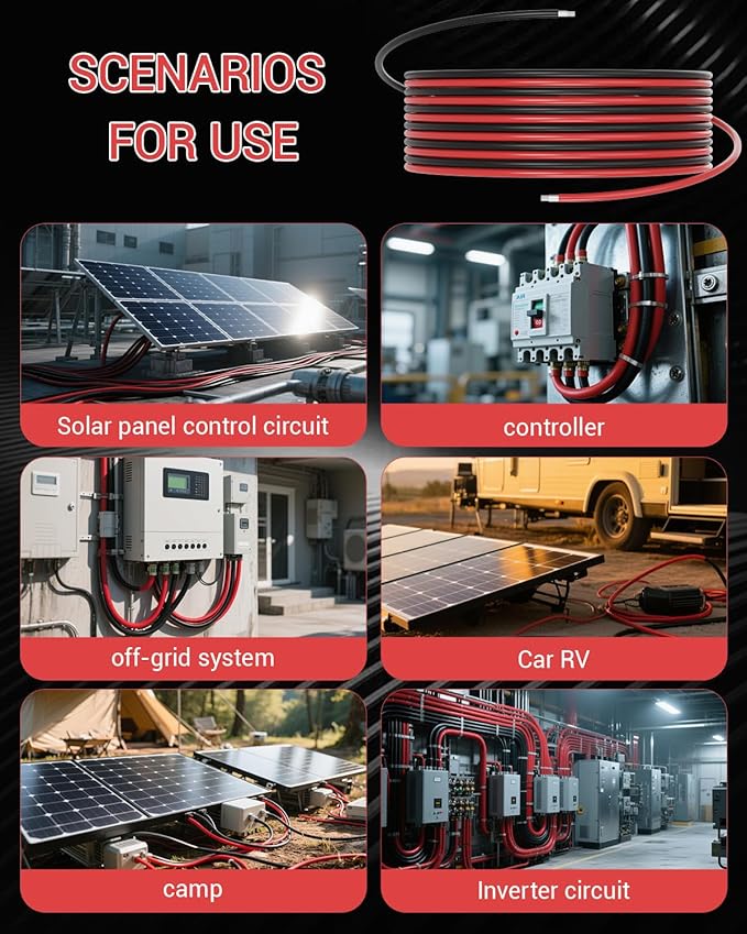 10AWG Solar Extension Cable 50FT Solar Panel Wire 10 Gauge Tinned Copper PV Wire with Waterproof Female and Male Connector for Home Marine RV Solar Photovoltaic Systems