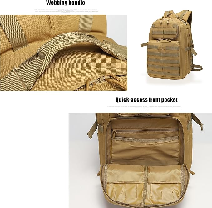 Tactical Backpack MOLLE Hiking Daypack Small Miltary Bug Out Bag Waterproof Army Rucksack for Outdoor Sport Travel