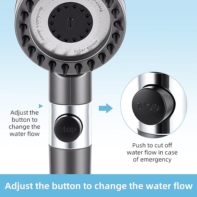 AMTPM Portable Outdoor Shower 6000mAh Camping Shower with Digital Display 3 Modes Emergency Power Bank for Camping Hiking Pet Bathing Car Washing