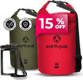 Earth Pak Waterproof Dry Bag - Roll Top Waterproof Backpack Sack (Red 40L &amp Green 30L)