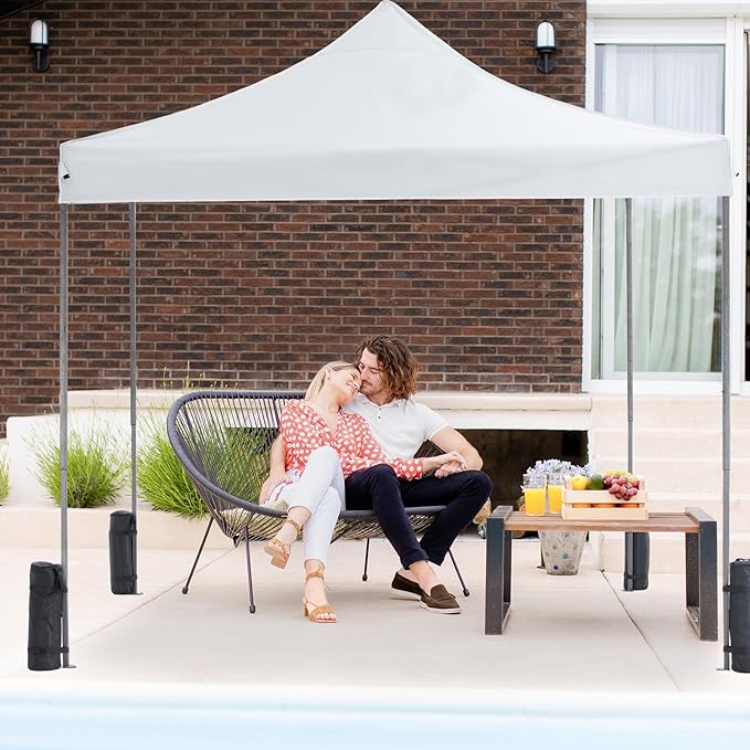 10 x 10ft Pop Up Canopy Tent Easy Setup Outdoor Shade Instant Portable Sun Shelter Canopy Tent for Parties Camping BeachWhite